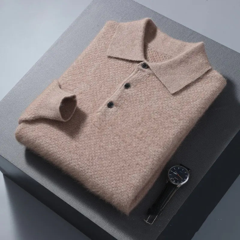Honeycomb Polo Mink Sweater