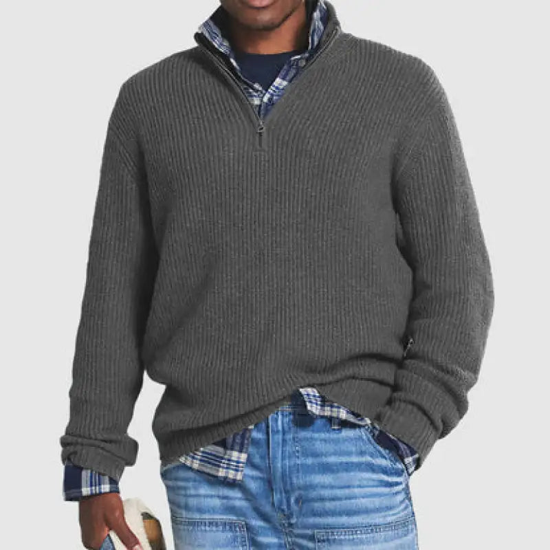 Zip Collar Casual Sweater