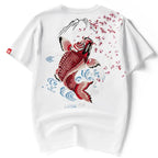 Lypré-azy Men's Cotton Chinese Style T-shirt with Carp Embroidery