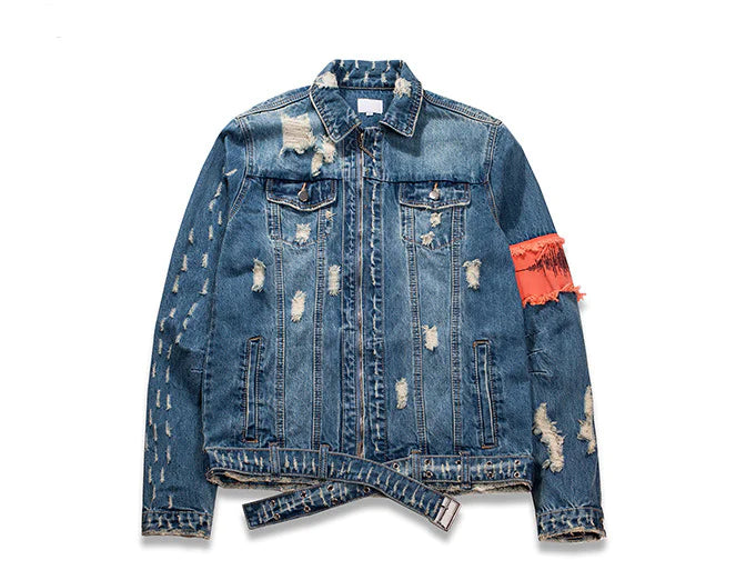 Rugged Patchwork Denim Jacket