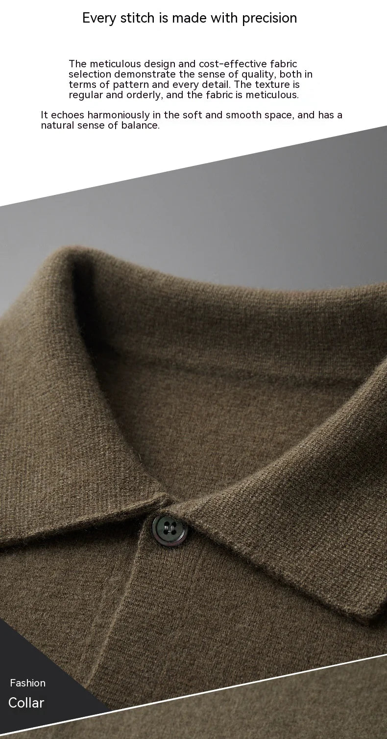 Classic Wool Polo Cardigan for Men