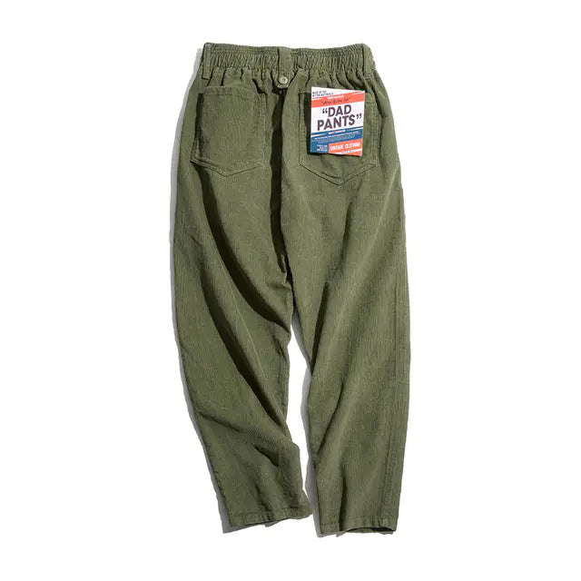 Retro Brown Corduroy Straight-Cut Pants