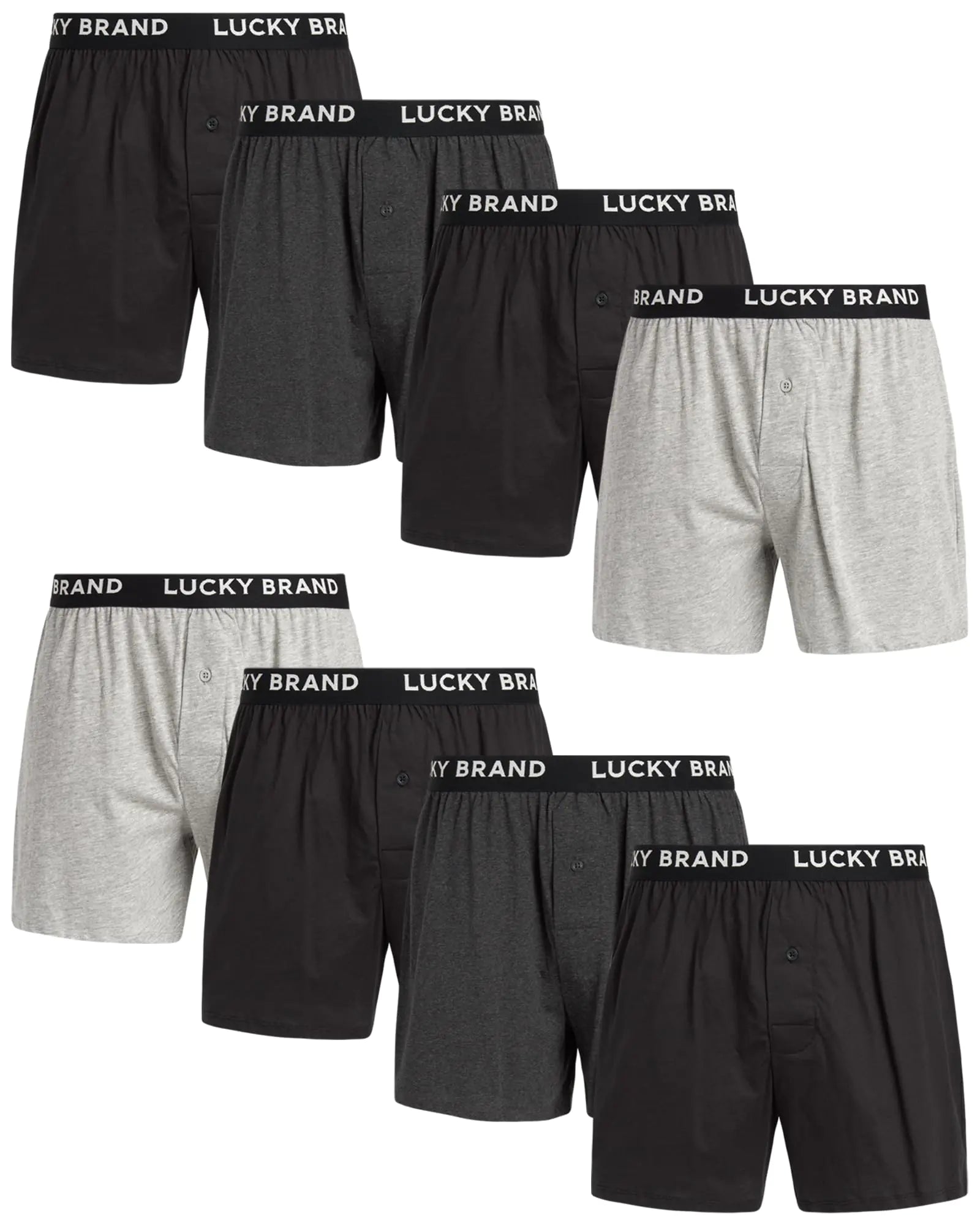 Lucky Brand Mens Boxer Briefs - 8 Pack Lightweight Knit Boxers for Men - Soft Stretch Classic