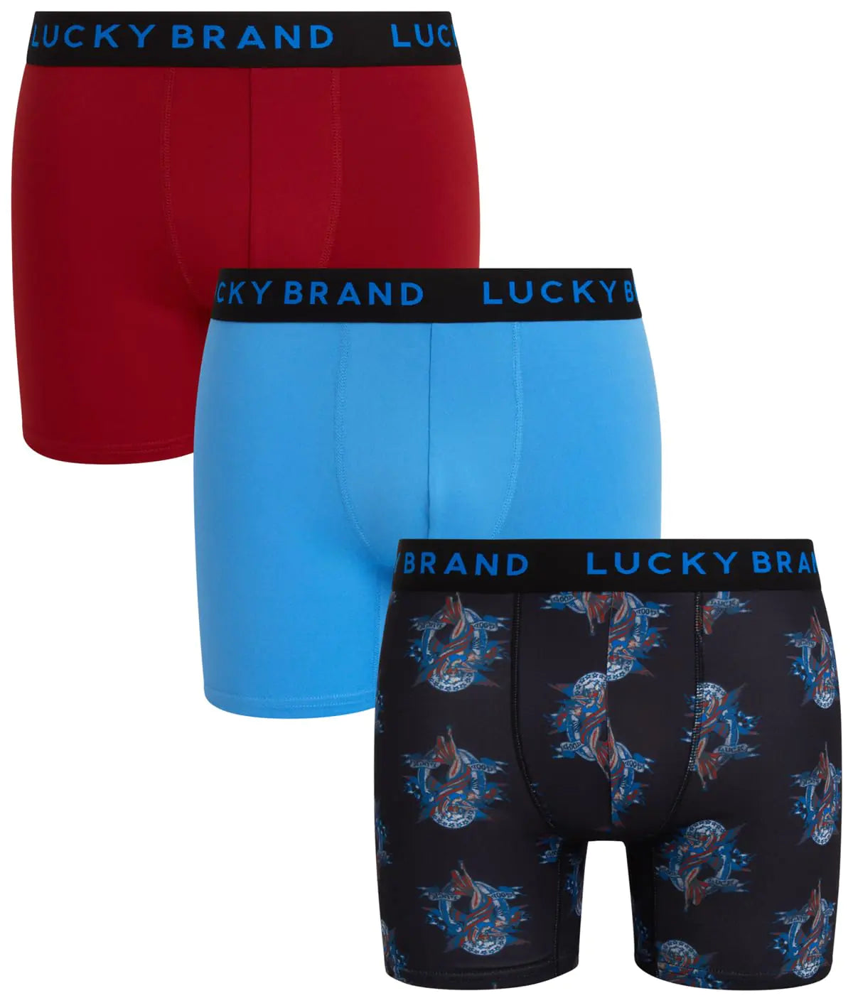 Lucky Brand Men's Stretch Boxer Briefs 3-Pack Assorted Colors