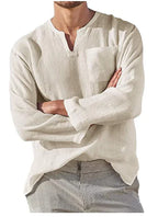 Casual Linen V-Neck Men's Shirt