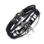 Triple Layer Punk Gold-Black Leather Bracelet