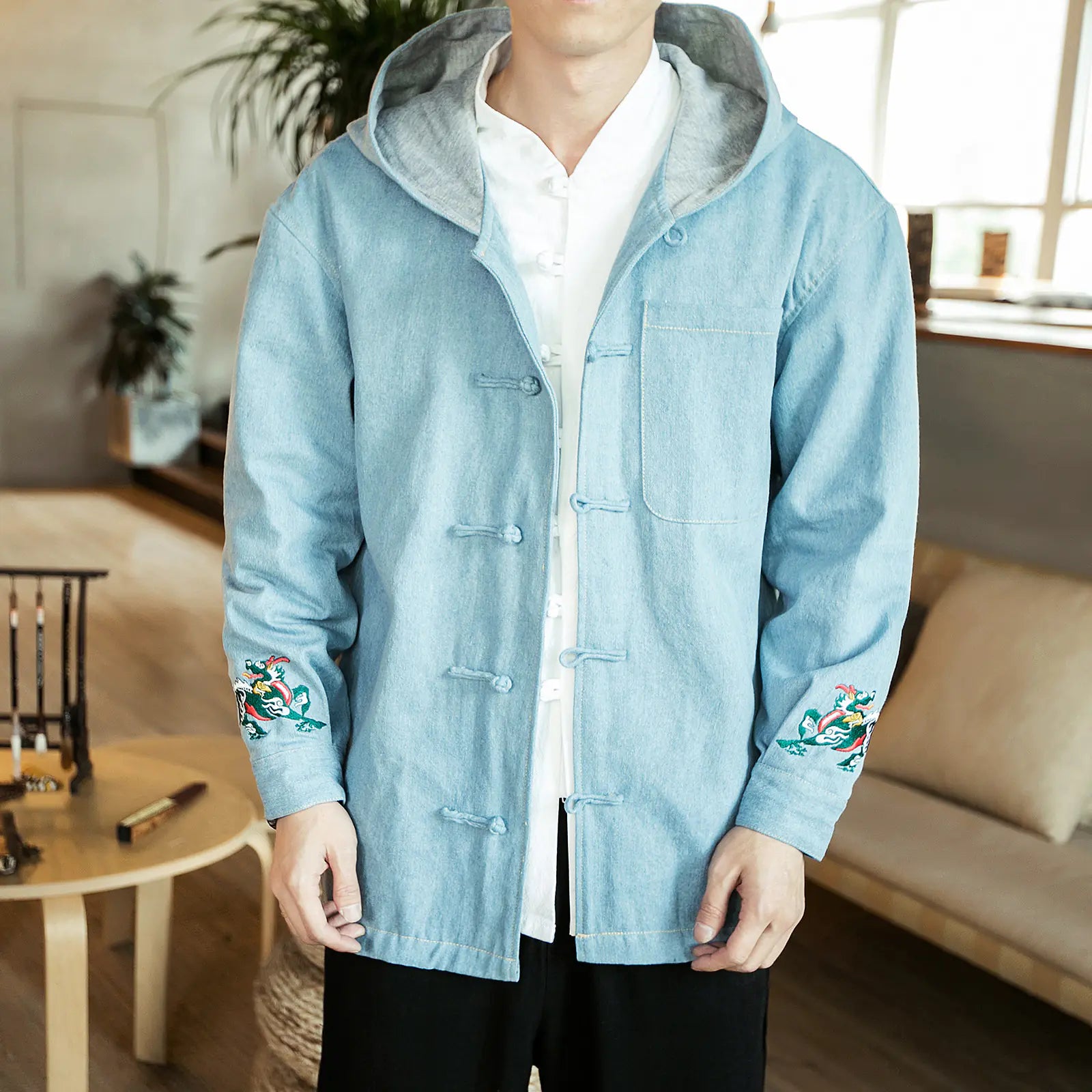 Men's Chic Japanese Denim Hoodie Jacket