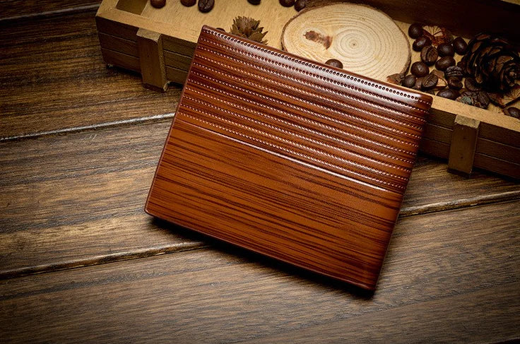Compact Wood-Textured Wallet