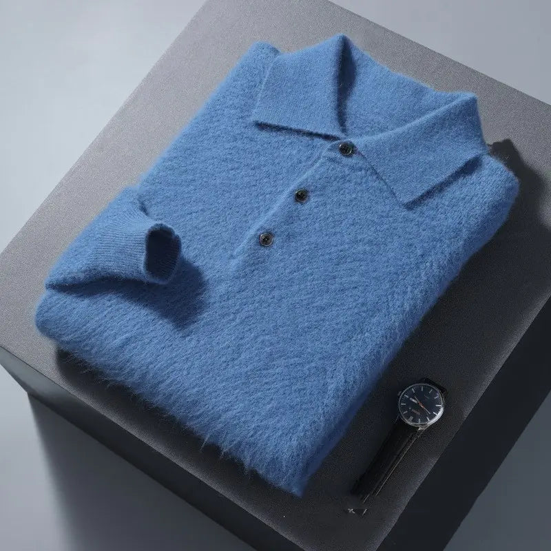Honeycomb Polo Mink Sweater