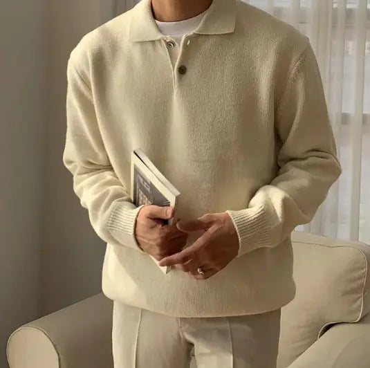 Classic Polo Sweater with Buttons