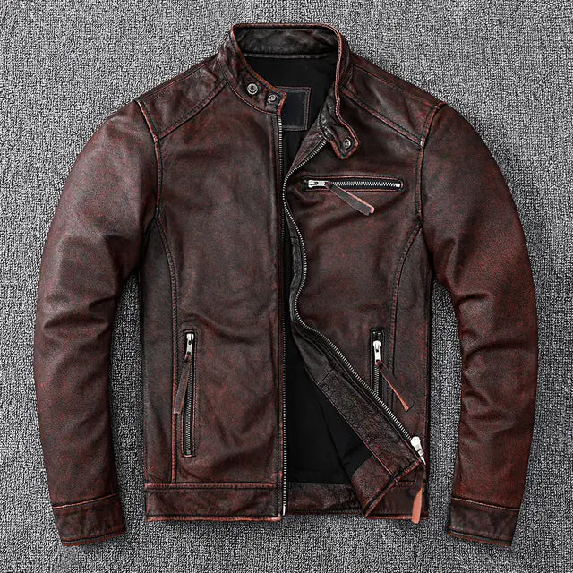 Rustic Brown Biker Leather Jacket