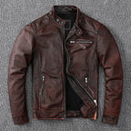 Rustic Brown Biker Leather Jacket