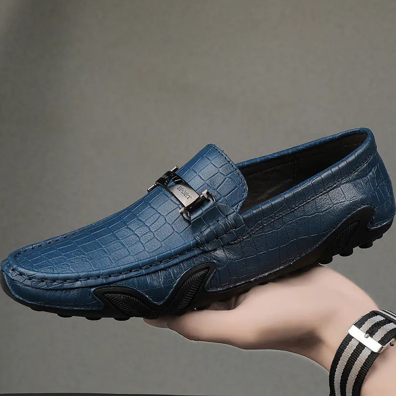 Croc-Print Leather Loafers
