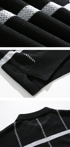 Checkered Lapel Knit Polo Shirt