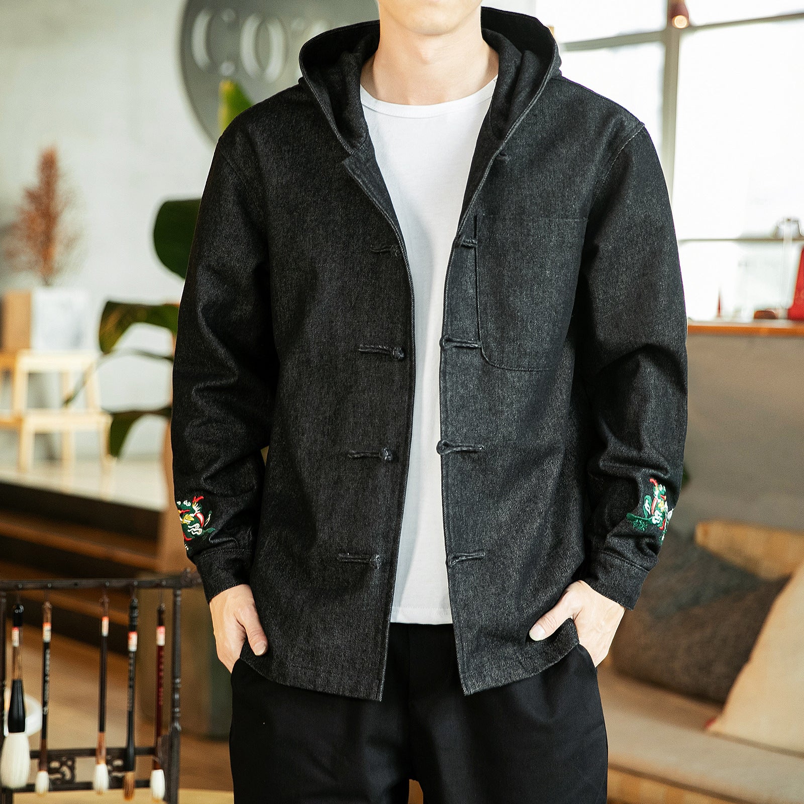 Men's Chic Japanese Denim Hoodie Jacket