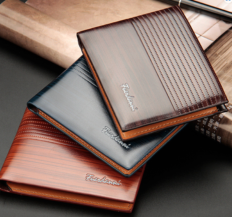 Compact Wood-Textured Wallet
