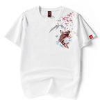 Lypré-azy Men's Cotton Chinese Style T-shirt with Carp Embroidery