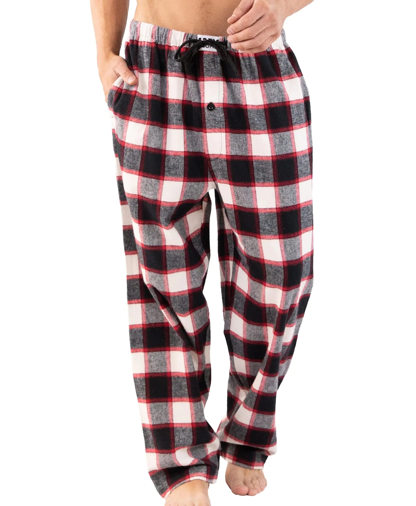 Men's Black Plaid Flannel Lounge Pants
