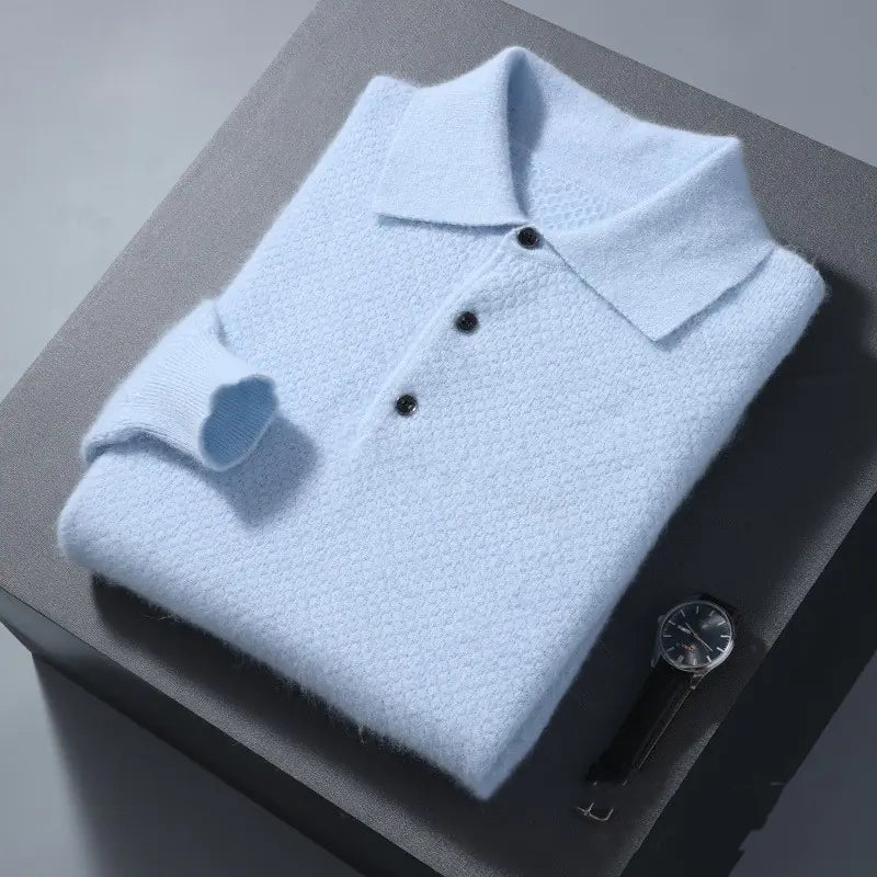 Honeycomb Polo Mink Sweater