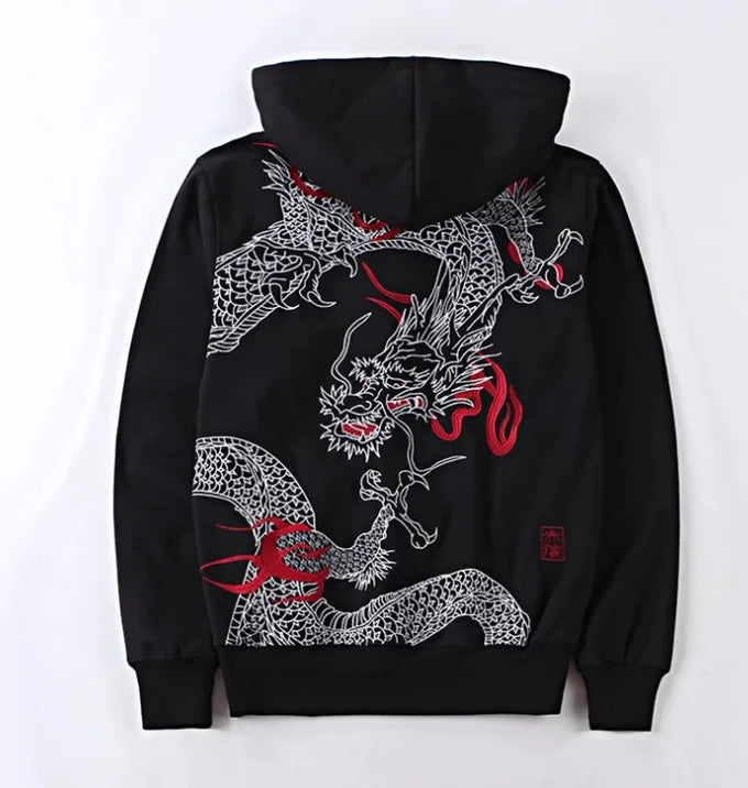 Dragon Embroidery Hoodie Jacket