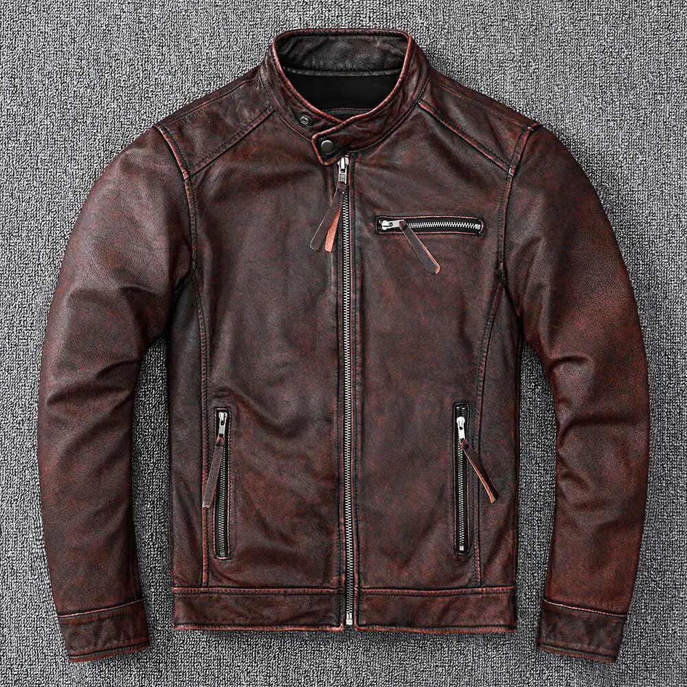Rustic Brown Biker Leather Jacket