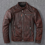 Rustic Brown Biker Leather Jacket