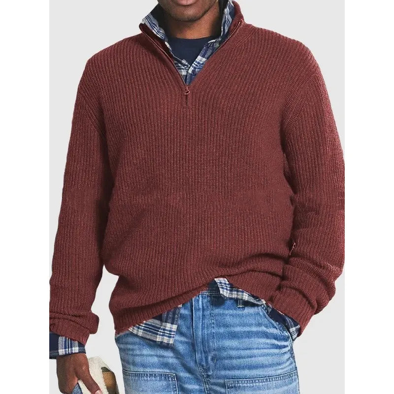 Zip Collar Casual Sweater