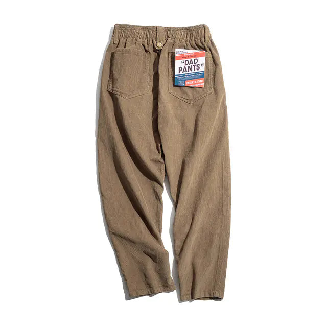 Retro Brown Corduroy Straight-Cut Pants