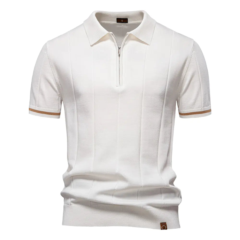 Wool-Mix Zip Collar Polo