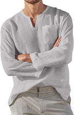 Casual Linen V-Neck Men's Shirt