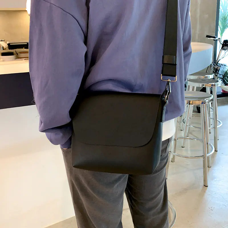 Sleek PU Leather Messenger Bag