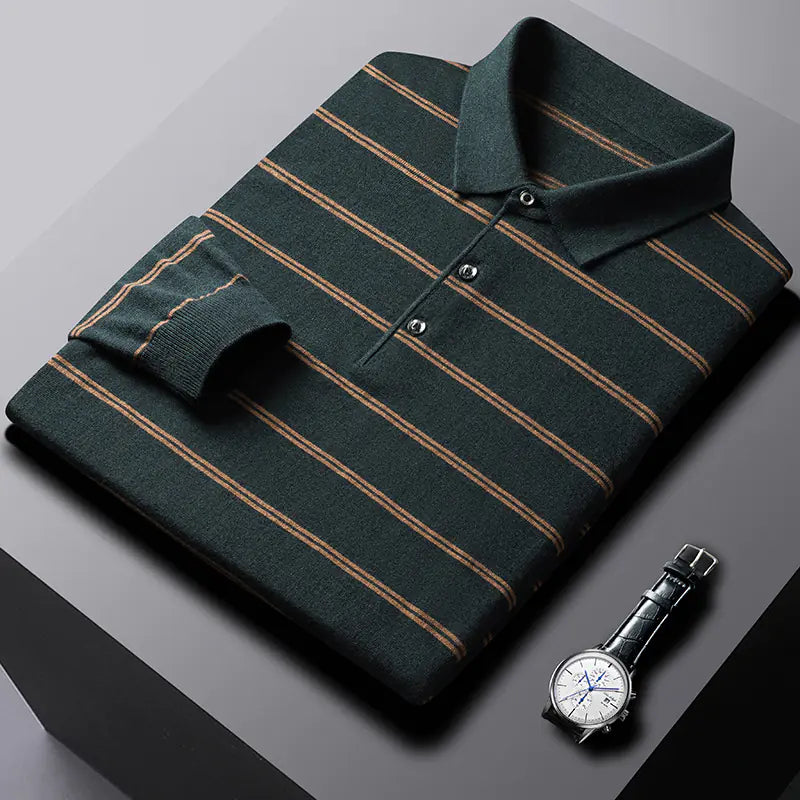 Striped Polo Sweater for Cooler Seasons