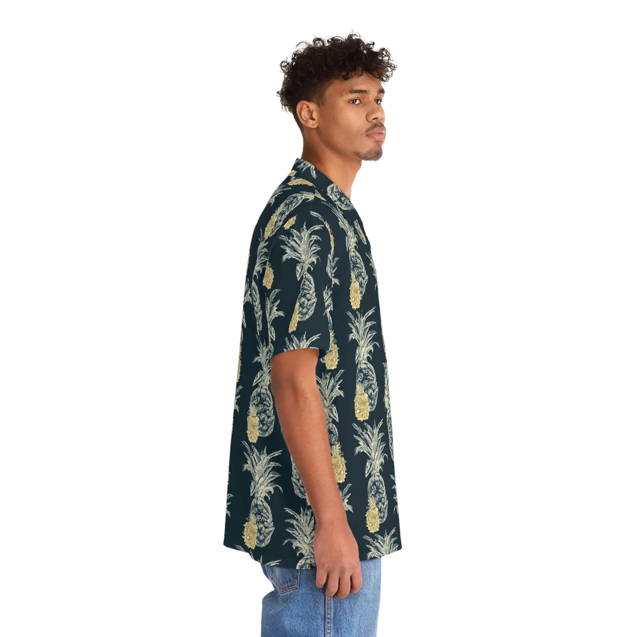 Men's Tropical Pineapple Print Hawaiian Shirt