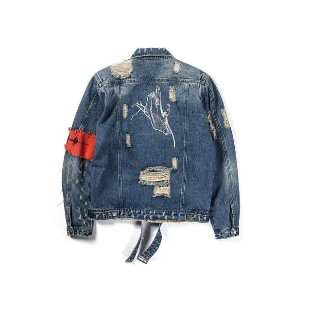 Rugged Patchwork Denim Jacket