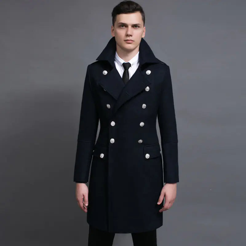 Classic Double-Breasted Woolen Coat