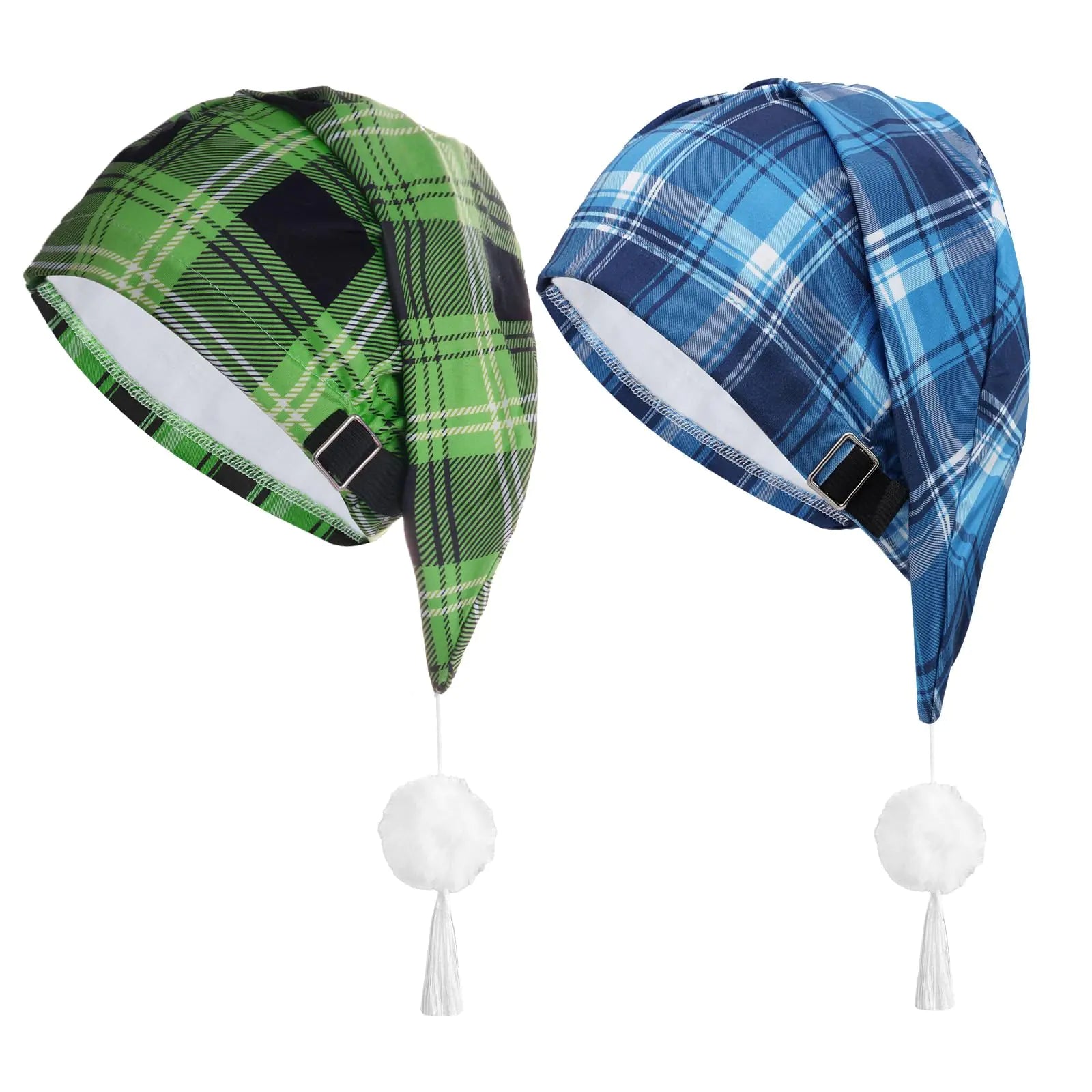 2-Pack Adjustable Winter Night Caps with Pom and Tassel