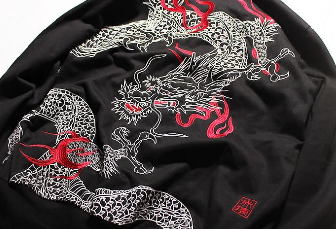 Dragon Embroidery Hoodie Jacket