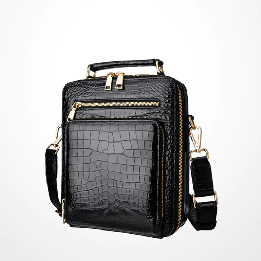 Chic Croc Leather Men’s Handbag