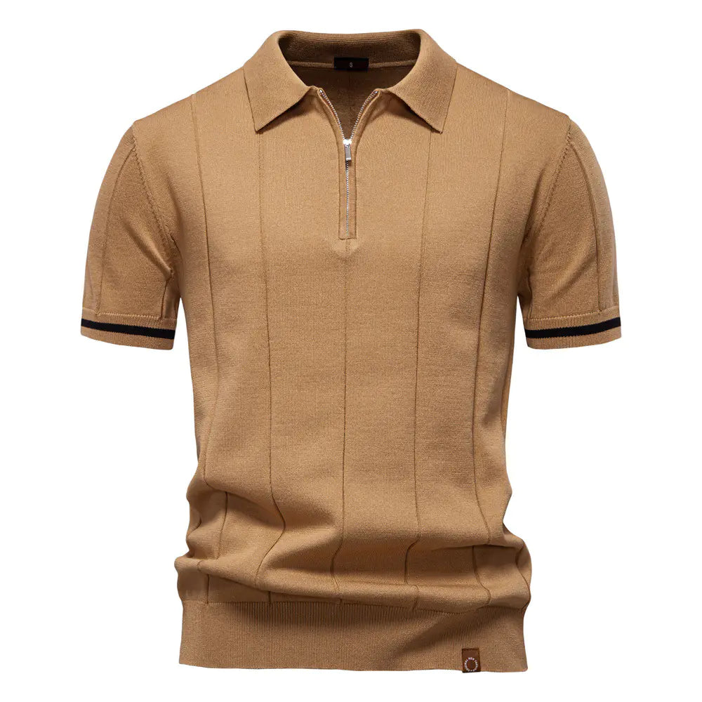 Wool-Mix Zip Collar Polo
