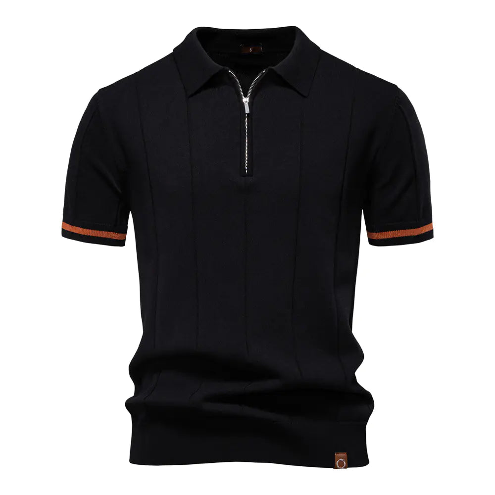 Wool-Mix Zip Collar Polo