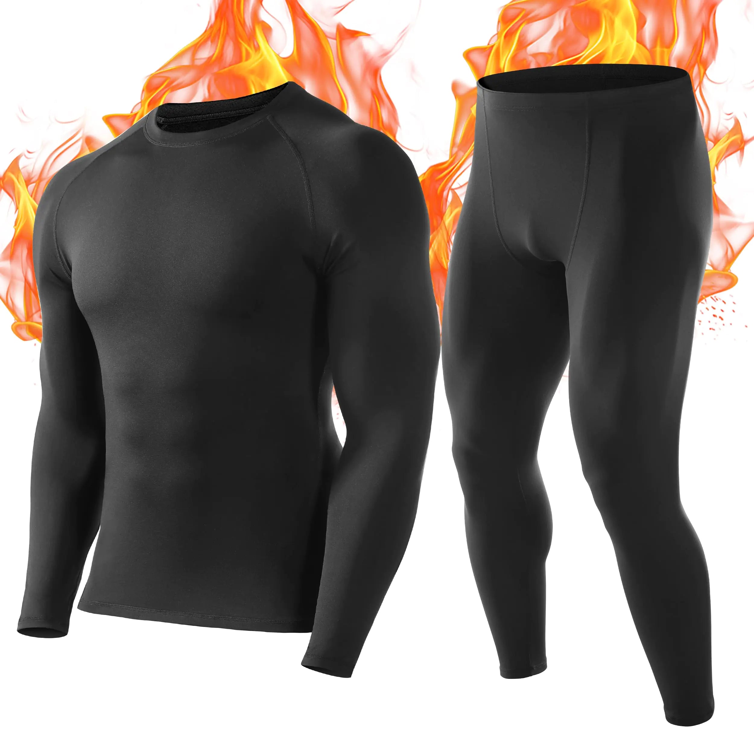 Roadbox Fleece-Lined Thermal Set: Lightweight Winter Ski Long Johns