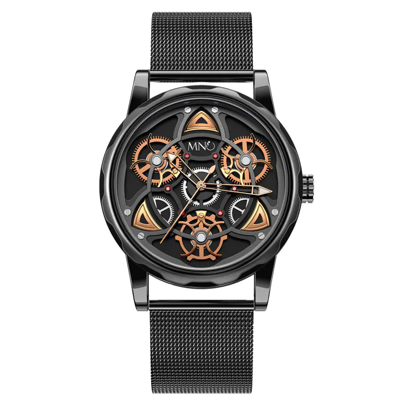 Midnight Luxe 3D Timepiece for Men - Innovative Gyro Design
