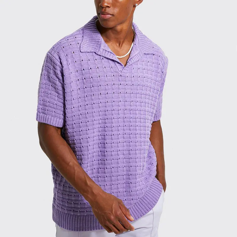Chic European Slim Fit V-Neck Polo