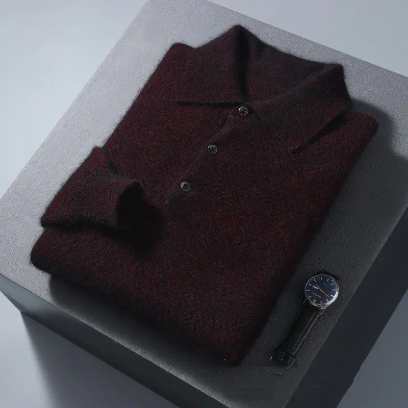 Honeycomb Polo Mink Sweater