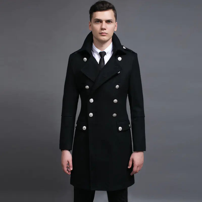 Classic Double-Breasted Woolen Coat