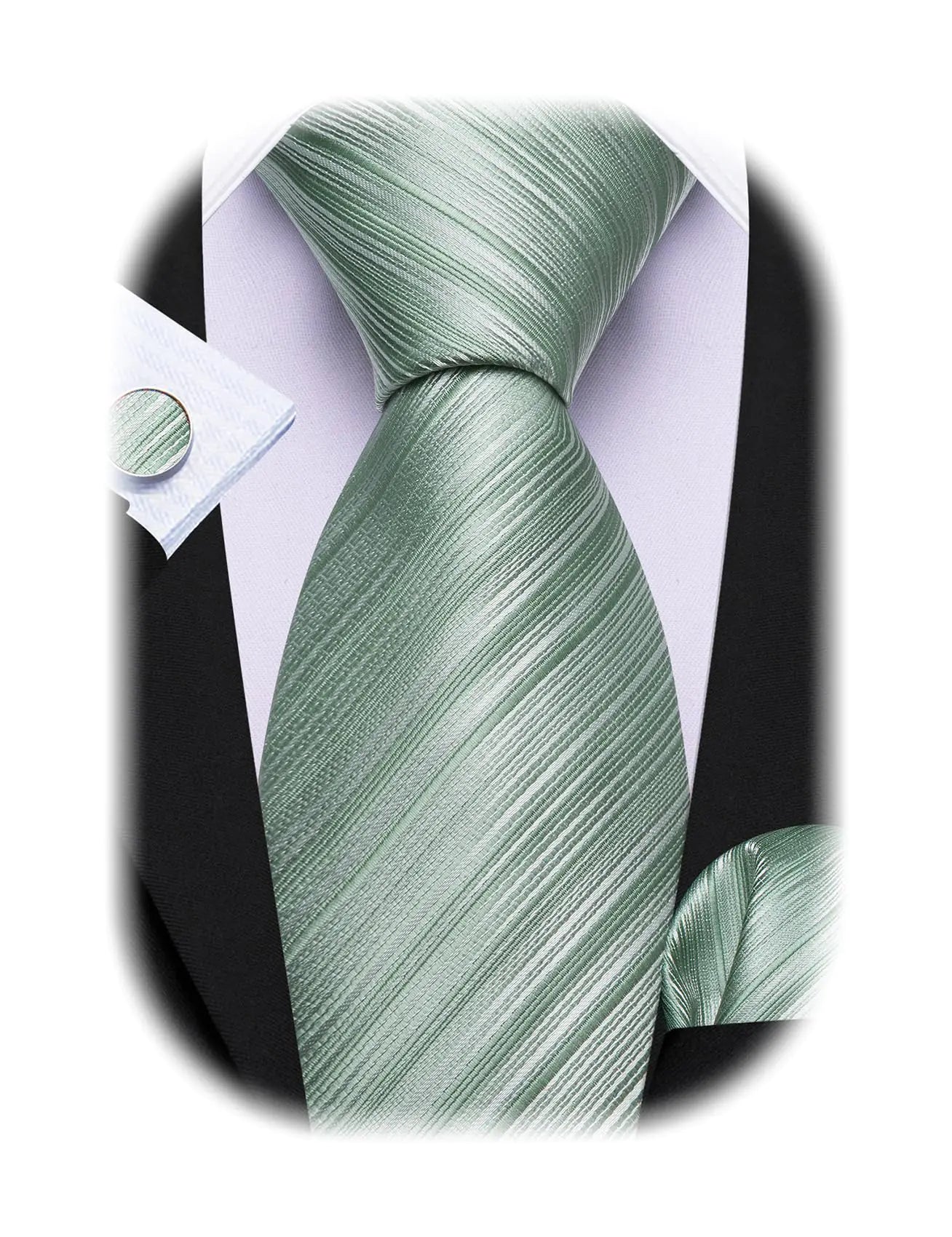 Barry Wang Silk Tie Set with Cufflinks & Handkerchief