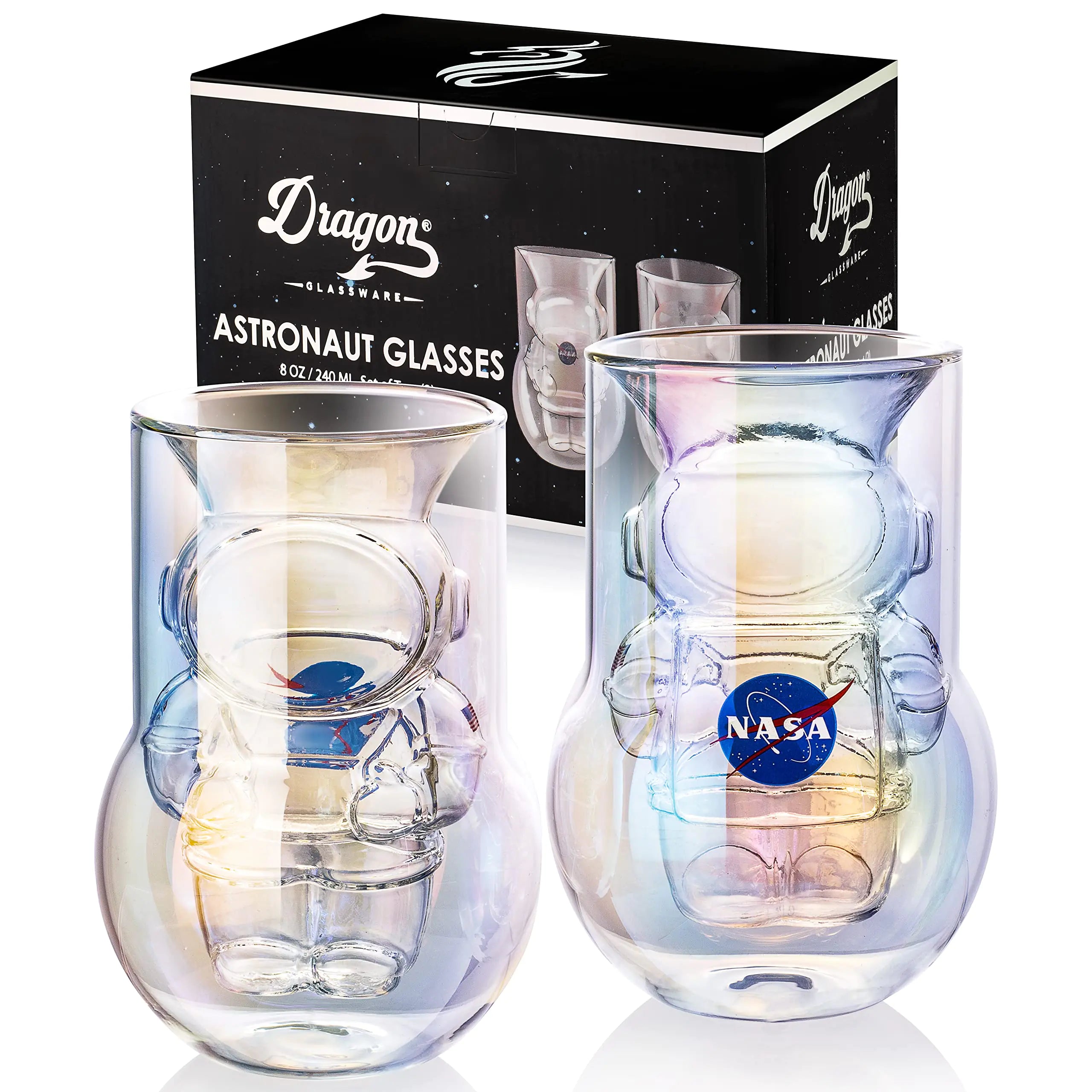 NASA Artemis Iridescent Glasses - 7 oz Double Wall Set