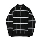 Checkered Lapel Knit Polo Shirt