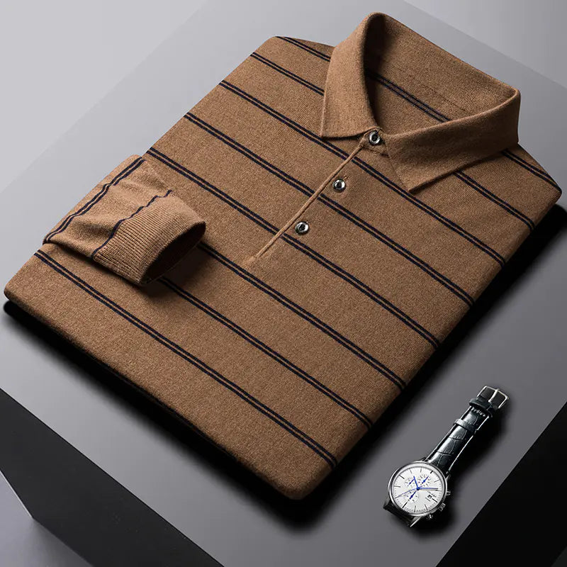 Striped Polo Sweater for Cooler Seasons
