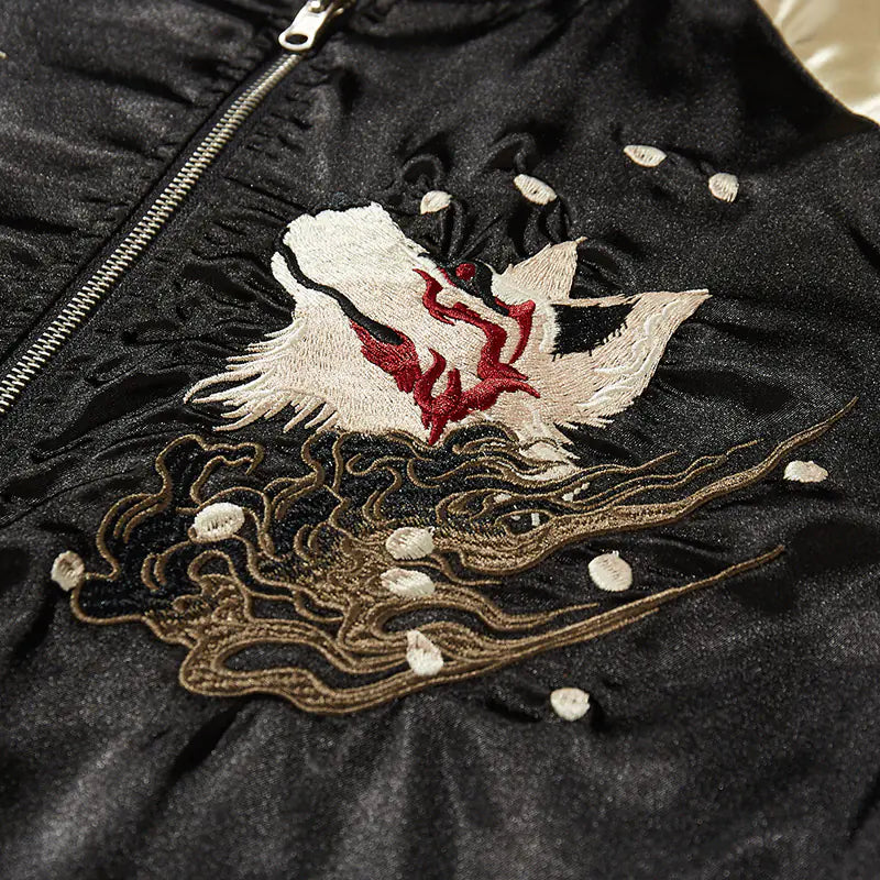 Urban Dragon Satin Bomber - Men's Embroidered Jacket
